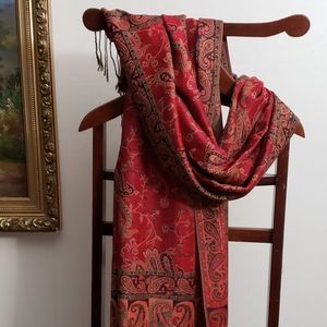 Festival paisley pashmina scarf for women Bridal shawl Dark Red Shawls and Wraps